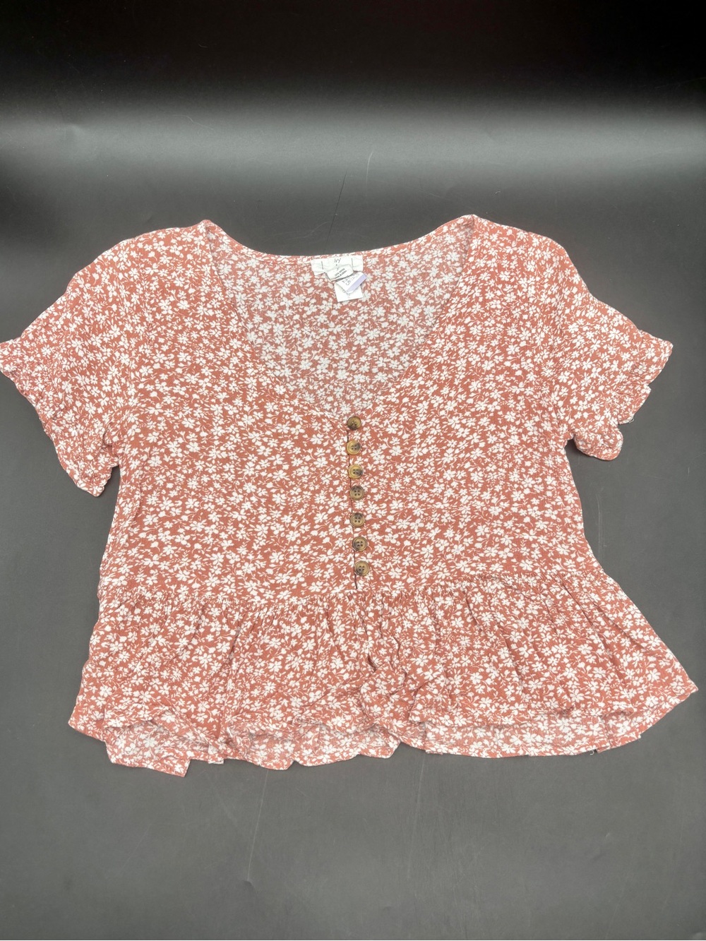 Ivy + Main Ditsy Floral Peplum Blouse Women’s Small